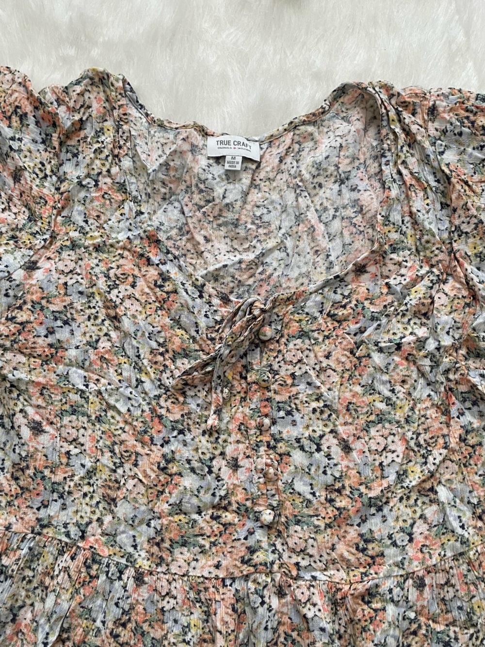 True Craft Floral Ruffle Mini Dress in Multi Colors - Picture 4 of 5